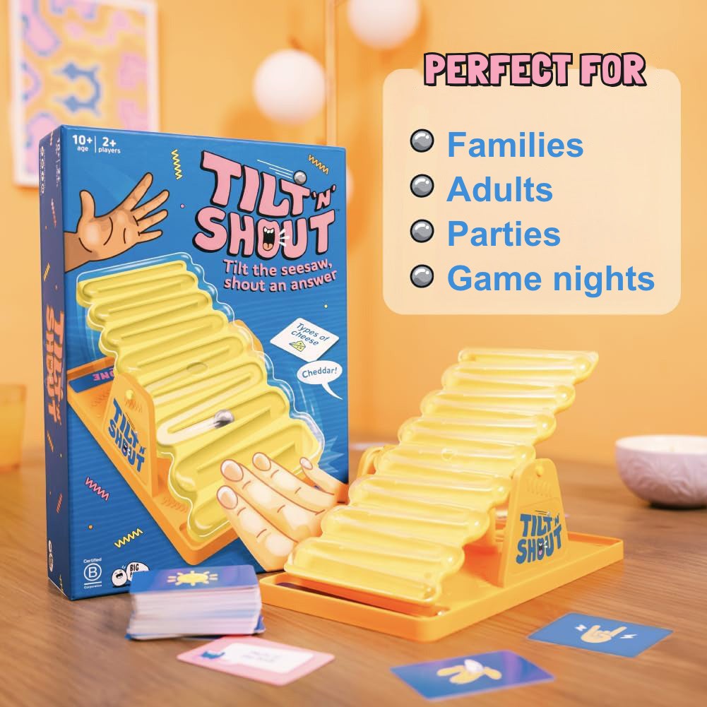Tilt n shout is perfect for families, adults, parties and game nights