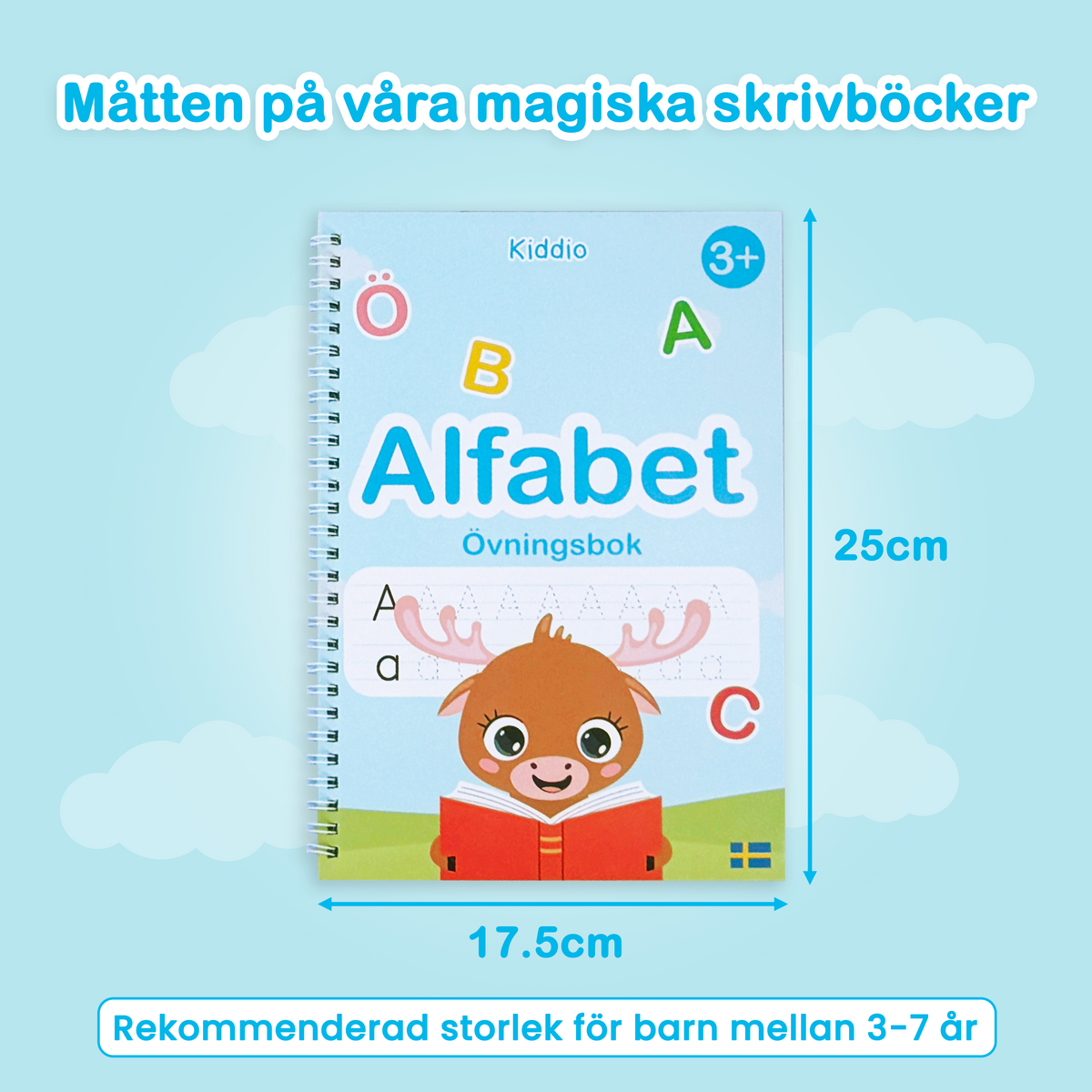 The Alphabet book, measuring 25 × 17.5 cm