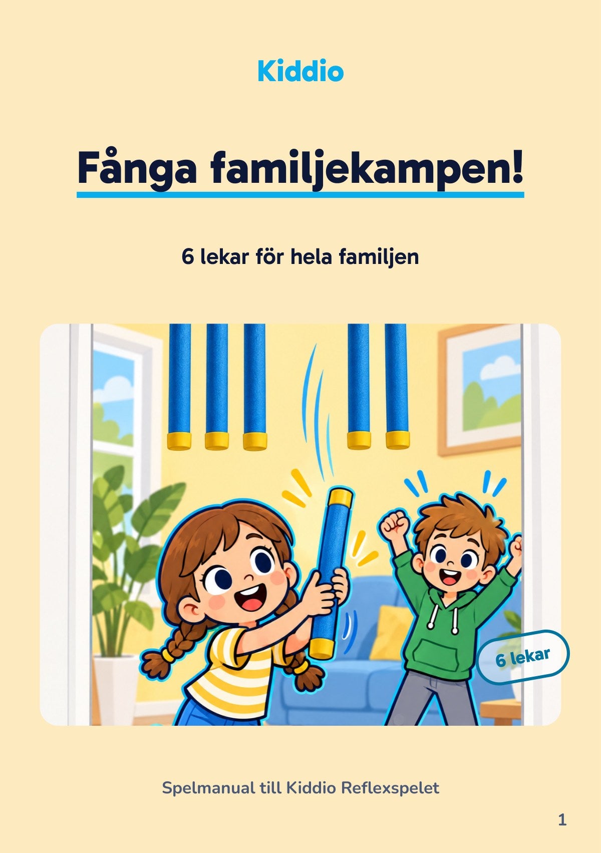 Omslaget till spelmanualen Fånga familjekampen!