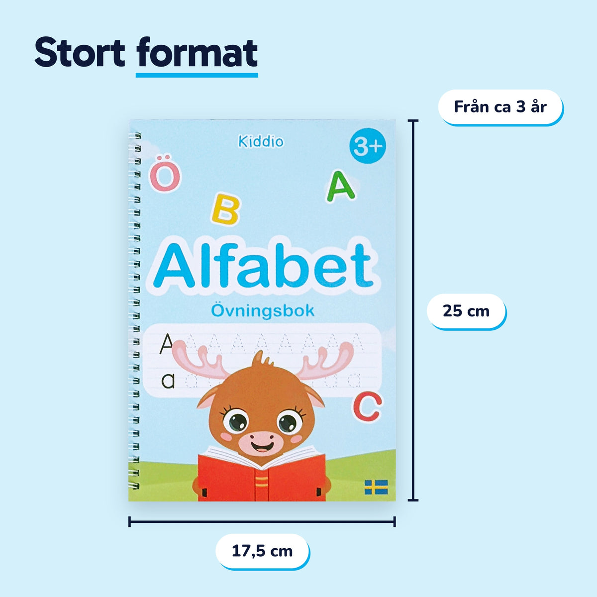 Stort format: varje bok är 25 × 17,5 cm, från ca 3 år